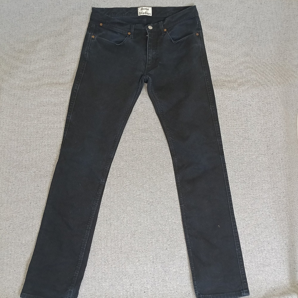 Acne Studios Max Copp Noir Jeans Mens 32x32 Black Excellent Slim Tapered Denim
